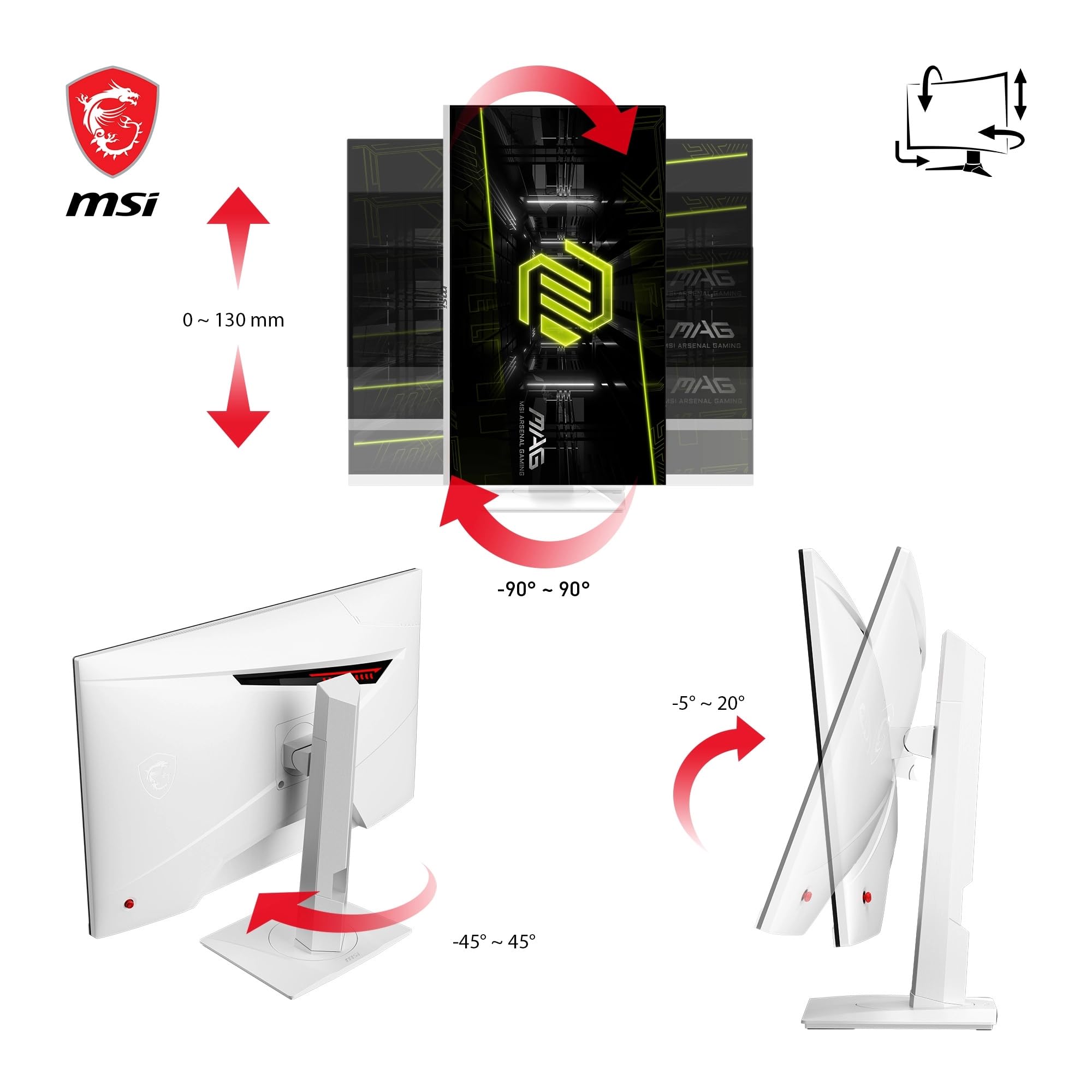 MONITEUR MSI MAG 274QRFW 180HZ IPS 27 POUCE ADJUSTABLE WHITE QHD 2K